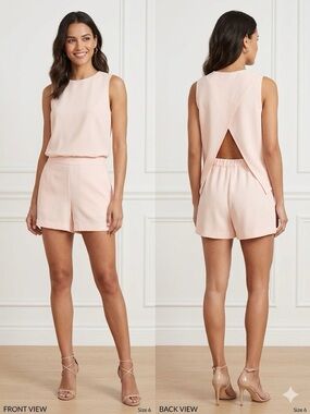 Club Monaco Open Back Romper Pink/Peach Pastel Minimalist Wedding Guest - Size 6
